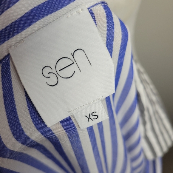 Sen Striped Button Up Oversized Hi-Lo Small - Picture 10 of 11